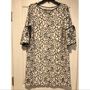 Sandra Darren Black and White Lace Dress